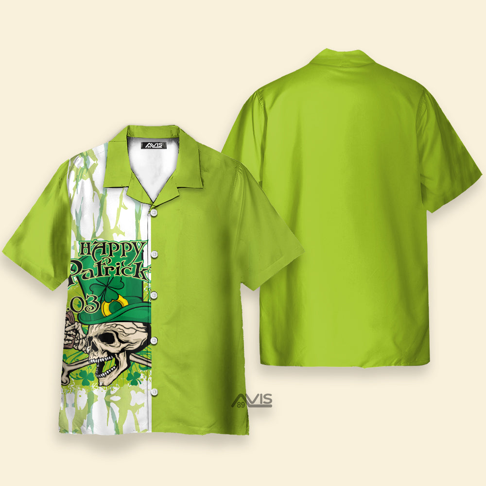 Avis89 St.Patrick's Day Skull Light Green - Hawaiian Shirt