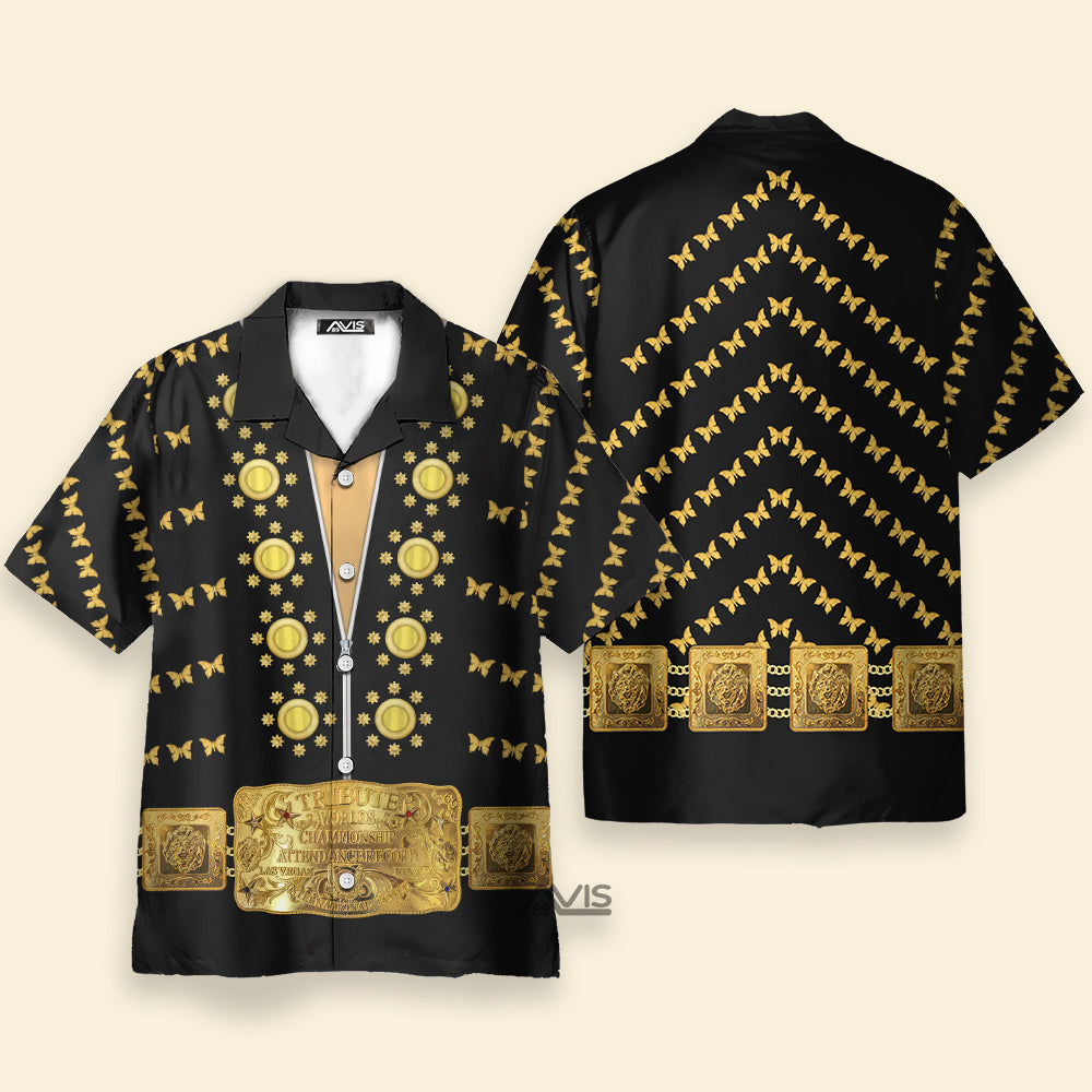 Avis89 Elvis Butterfly Black Costume Cosplay - Hawaiian Shirt