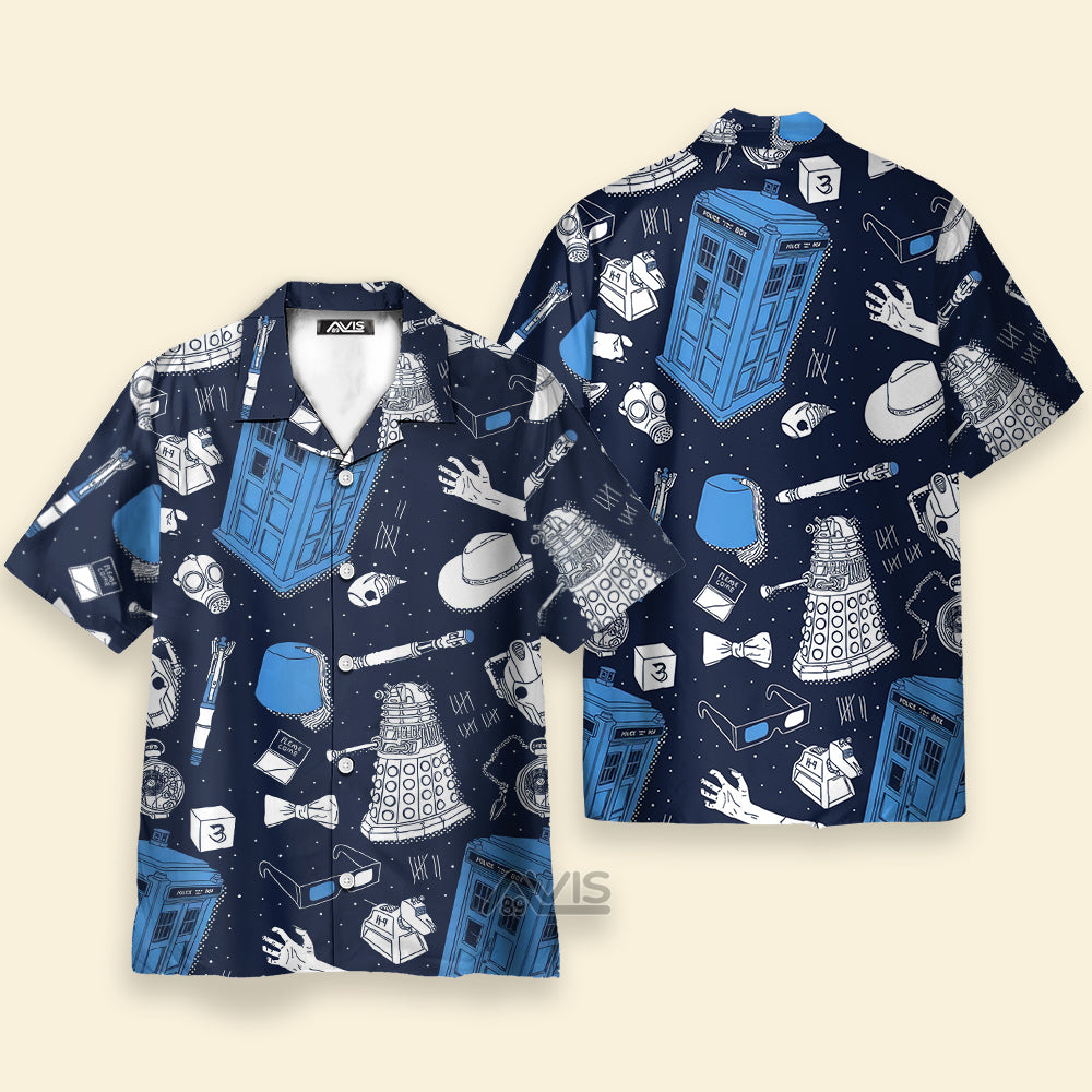 Avis89 Police Box Doctor Who Pattern - Hawaiian Shirt