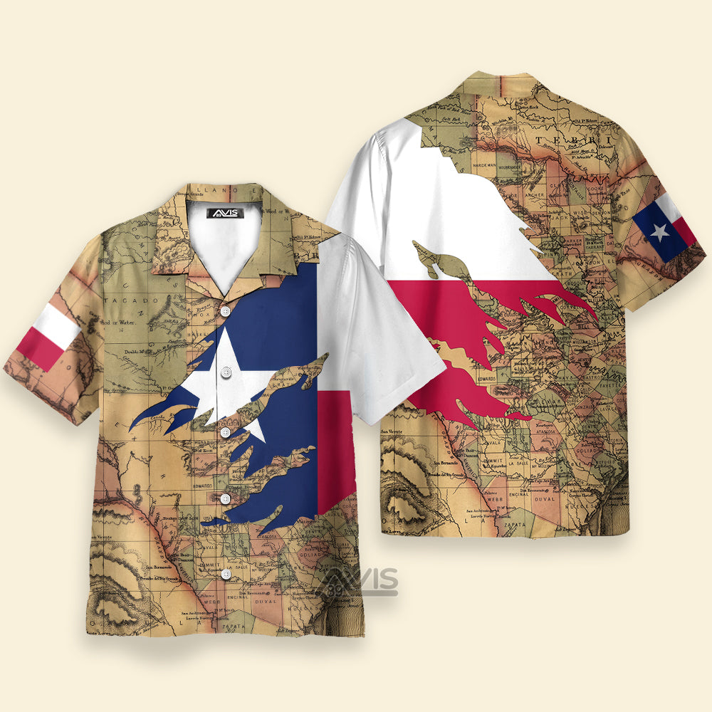 Avis89 Patriotic Texas Flag Proud Map -  Hawaiian Shirt 