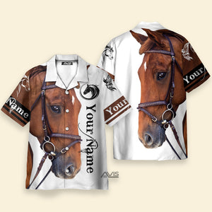 Avis89 Horse Lover White - Personalized Hawaiian Shirt