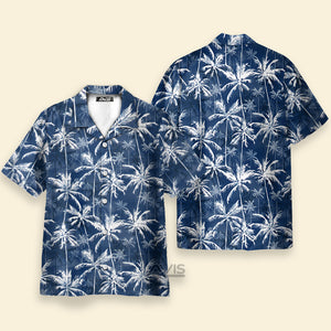 Avis89 White Palm Tree Pattern Tropical - Hawaiian Shirt