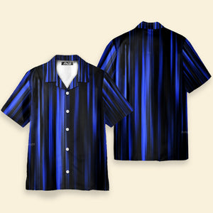 Blue Crazy Striped Flame - Hawaiian Shirt