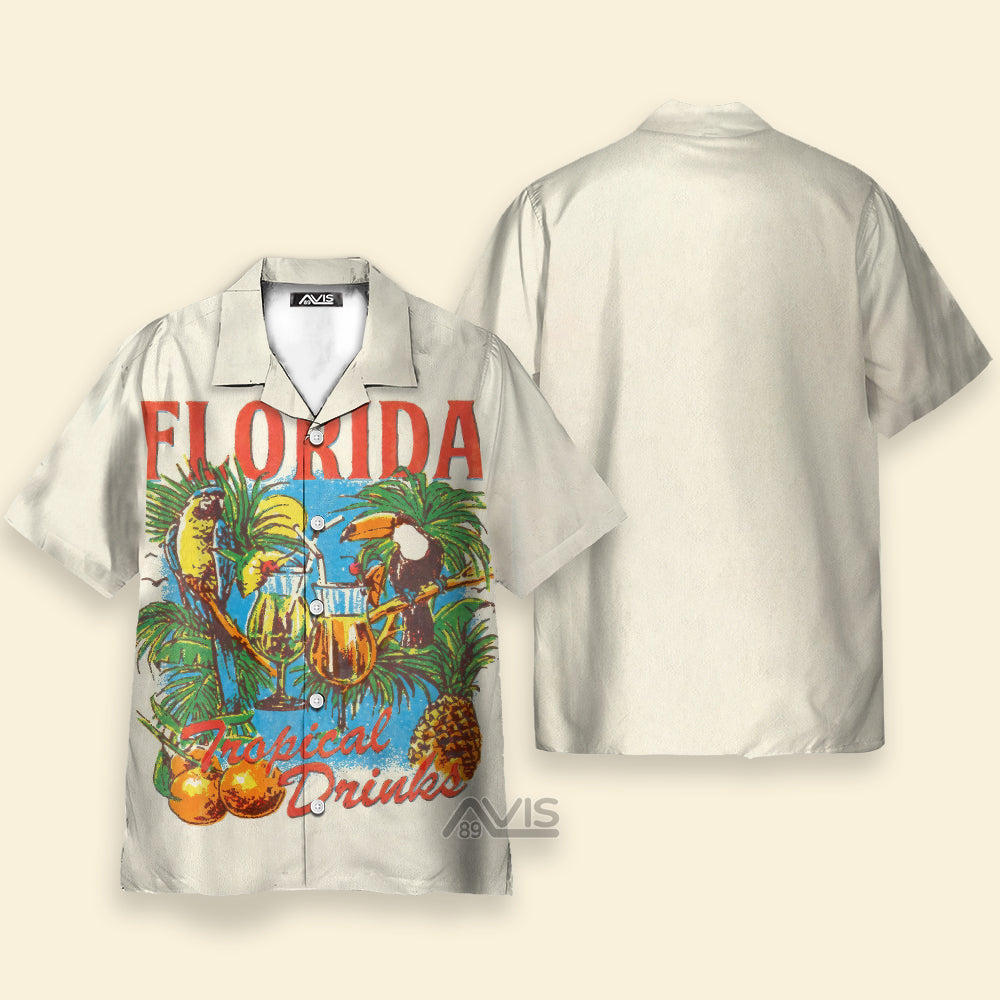 Avis89 Tropical Drinks Florida Parrot - Hawaiian Shirt