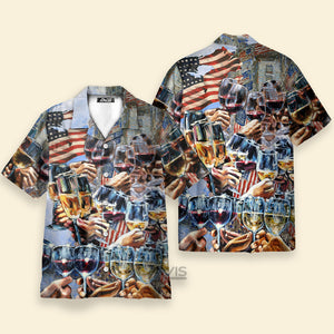 Avis89 Wine Cheers Independence Day - Hawaiian Shirt