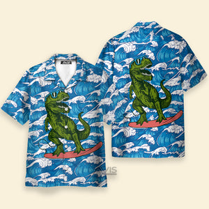 Avis89 Surfing T-Rex Dinosaur - Hawaiian Shirt