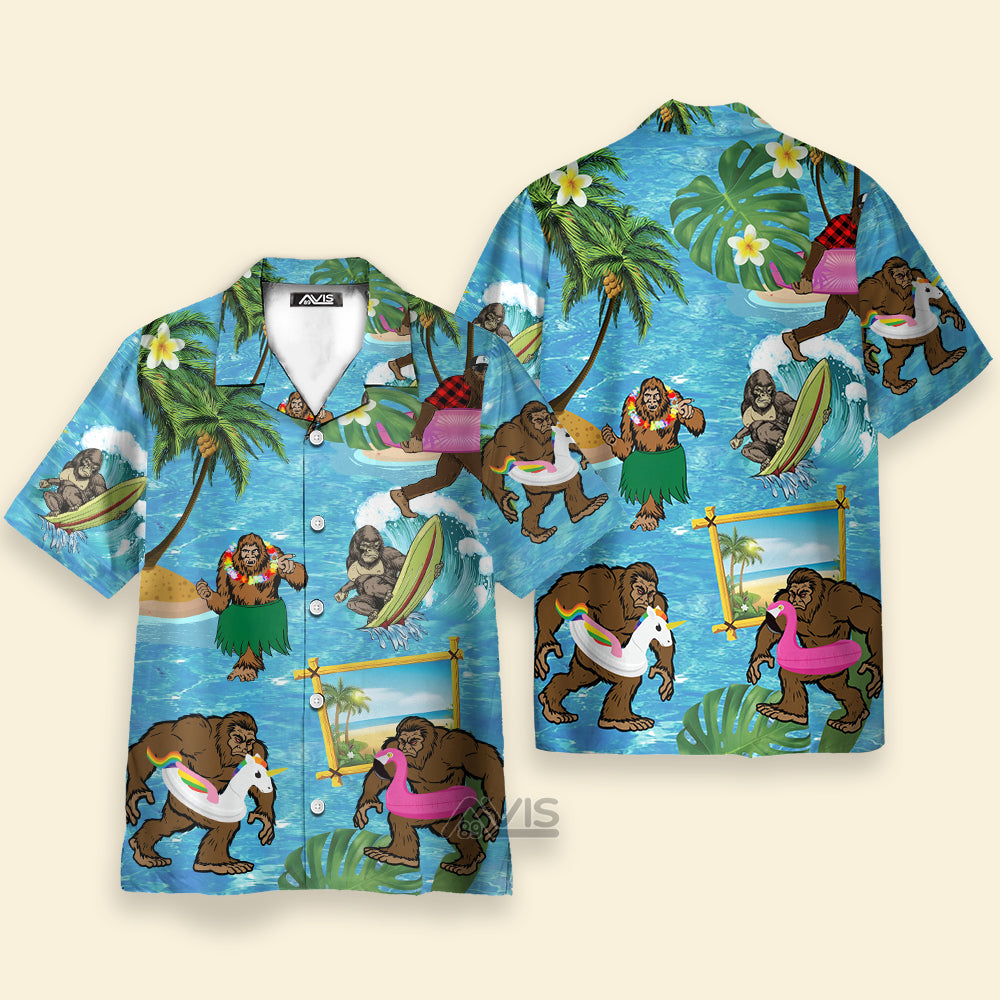 Avis89 Tropical Aloha Wave Surfing Beach Bigfoot - Gift For Men And Women  - Hawaiian Shirt