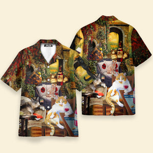 Cat Drink Wine and Judge - Gift For Cat Lovers - Hawaiian Shirt