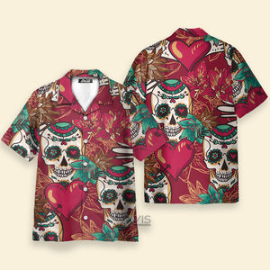 Avis89 Valentine's Day Casual Skull Heart - Hawaiian Shirt