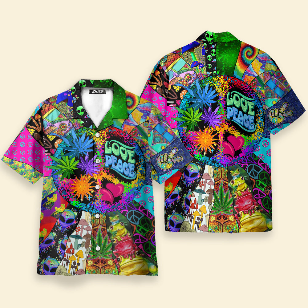 Avis89 Hippie Alien Frogs Love Peace Amazing Style - Hawaiian Shirt