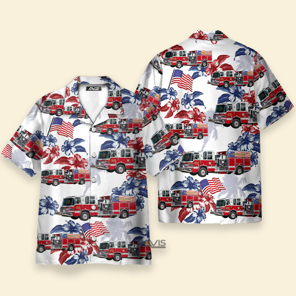 Avis89 Irvington Volunteer Fire Department, Omaha, Nebraska - Hawaiian Shirt Summer Vibes