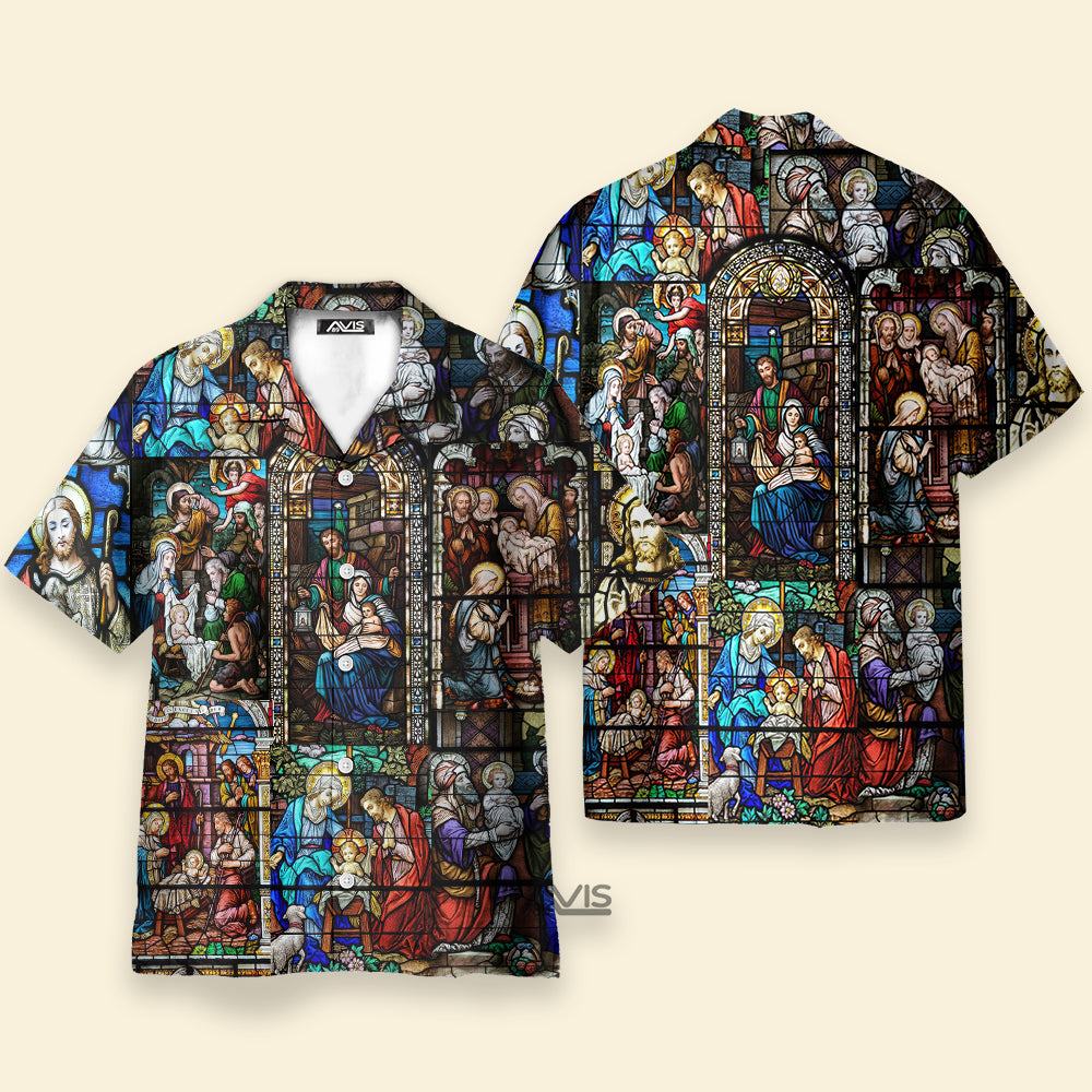 Life Of Jesus Stained Glass Window  - Hawaiian Shirt