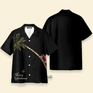 Merry Christmas Car And Coconut Tree Black - Hawaiian Shirt