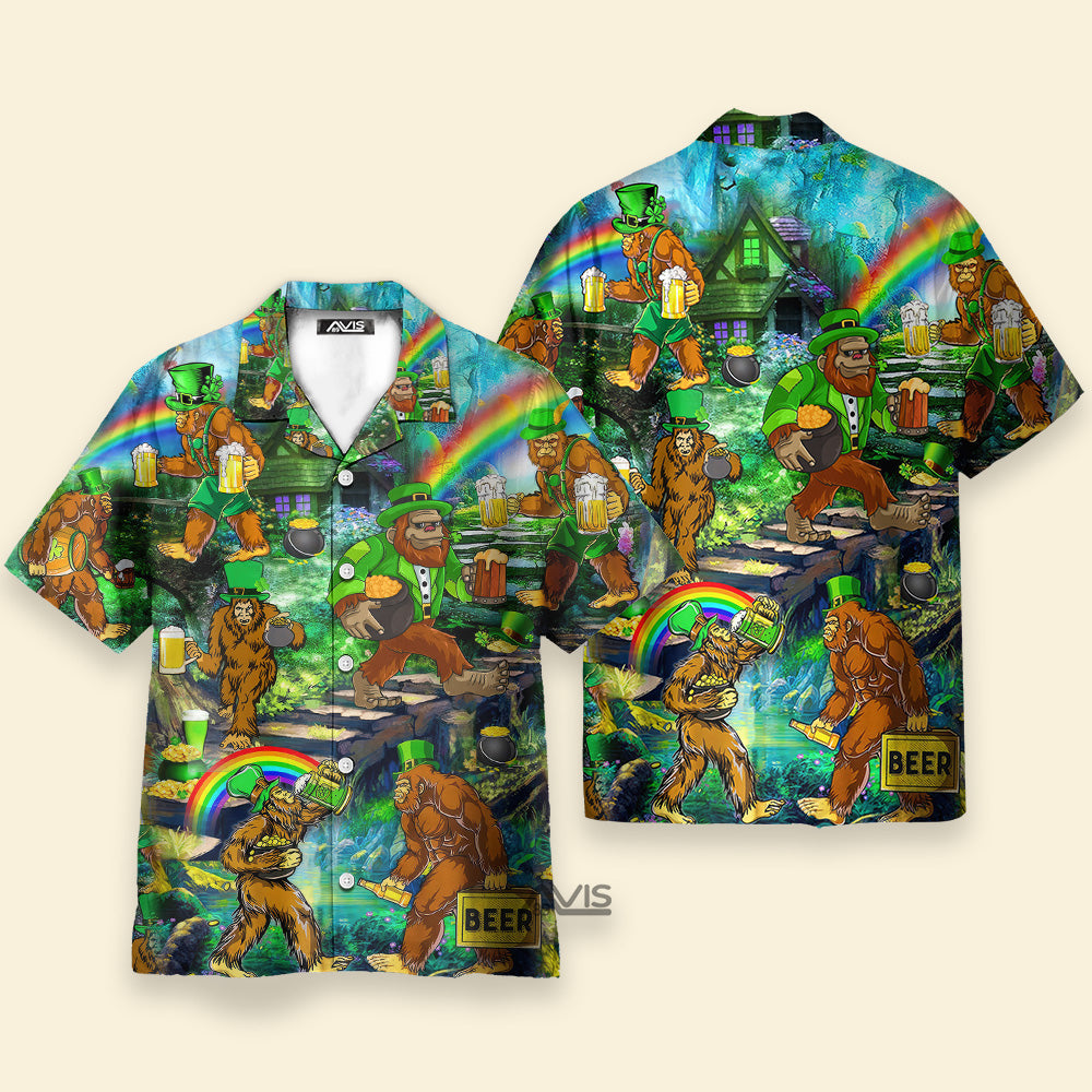 Avis89 Oktoberfest Irish Bigfoot And Beer St Patrick's Day - Hawaiian Shirt