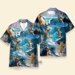 Surfing Cute Cats Style - Gift For Cat Lover - Hawaiian Shirt