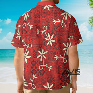 Avis89 Elvis With Flower And Red Background - Costume Cosplay Hawaiian Shirt