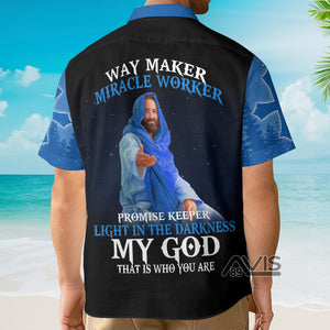 My God Jesus Blue And Black Aloha - Hawaiian Shirt