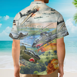 Combat Aircraft Sky Line Blue Style - Hawaiian Shirt