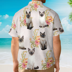 Avis89 Cat Tropical Floral Siamese Cat - Hawaiian Shirt