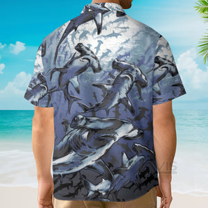 Avis89 Deep Sea Hammerhead Shark Bottom Of The Sea Pattern - Hawaiian Shirt