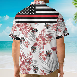 Avis89 The Red Line Black American Flag Firefighter Hawaiian Shirt