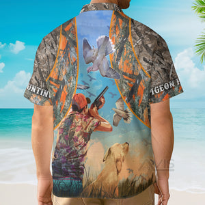 Avis89 Hunting Pigeon Hunting Orange - Gift For Hunting Lovers - Hawaiian Shirt