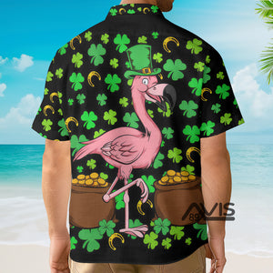 Avis89 St. Patrick's Day A Flamingo And The Pots Of Gold - Hawaiian Shirt