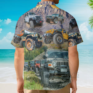 Avis89 Jeep In The Mountain Sunset Vintage Art Style - Hawaiian Shirt