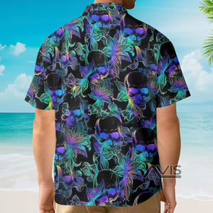 Avis89 Psychedelic Hippie Colored Spiral Twisted Skulls - Hawaiian Shirt