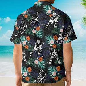 Avis89 Hockey White Black Patterns - Hawaiian Shirt