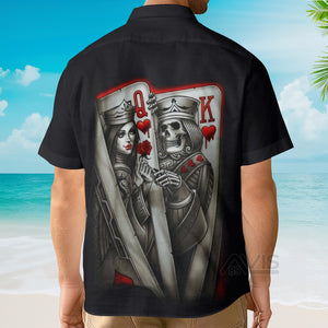 Avis89 Skull Card Print Poker Queen And King - Hawaiian Shirt