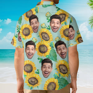 Avis89 Custom Photo Unique Happy Sunflowers Floral Farm 3D - Personalized Hawaiian Shirt