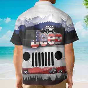 Avis89 Jeep Mountain America Flag Style - Gift For Men And Women - Hawaiian Shirt