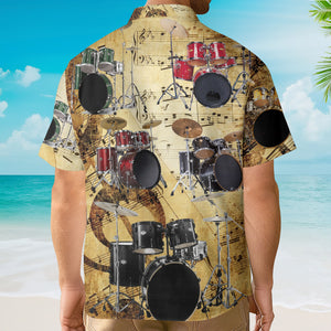 Drum Music Note Vintage Style - Hawaiian Shirt