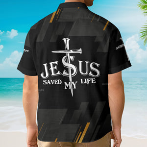 Jesus Saved My Life Black Pattern - Hawaiian Shirt