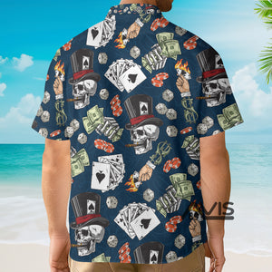 Avis89 Lucky Dice Spades Gambling Skull - Hawaiian Shirt