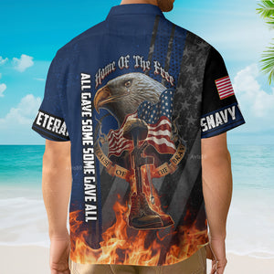 Navy Home Of The Free Because Of The Brave - Hawaiian Shirt