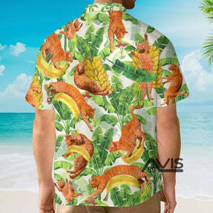 Cat Funny And Jumping Bananas - Hawaiian Shirt