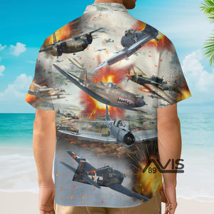 Avis89 Combat Aircraft Fire War - Hawaiian Shirt