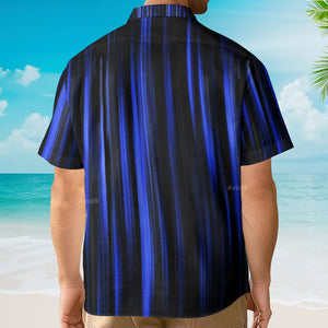 Blue Crazy Striped Flame - Hawaiian Shirt