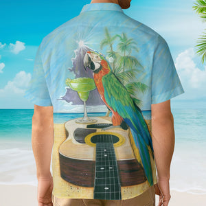 Parrot Let's Play Guitar And Drink Cocktail In Hawaii - Hawaiian Shirt