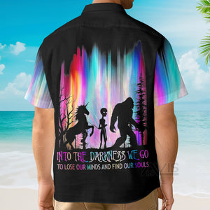 Avis89 Rainbow Bigfoot Alien In To The Darkness We Go - Hawaiian Shirt