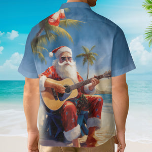 Christmas Vacation Santa Claus Playing Guitar - Hawaiian Shirt