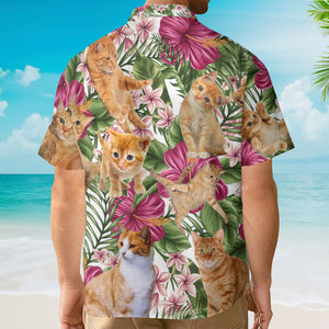 Avis89 Cat Tropical Floral Orange Cat - Hawaiian Shirt