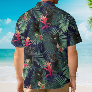 Avis89 Black Cat And Tropical Pattern Funny Themed - Hawaiian Shirt