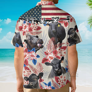 Avis89 Unique Black Angus Happiness US Flag - Hawaiian Shirt