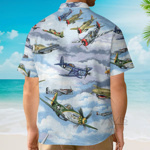 Avis89 World War 2 Fighter Planes & Aircrafts - Hawaiian Shirt