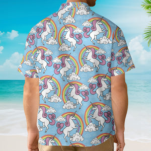 Life Is Better With Pink Unicorn Rainbow SkyBlue Hawaiian Shirt