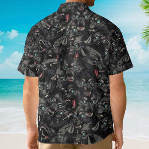 Wolf Pack Pattern Print - Hawaiian Shirt