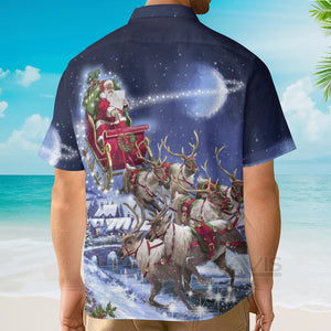 Avis89 Santa Claus With Reindeer On Christmas Day - Hawaiian Shirt